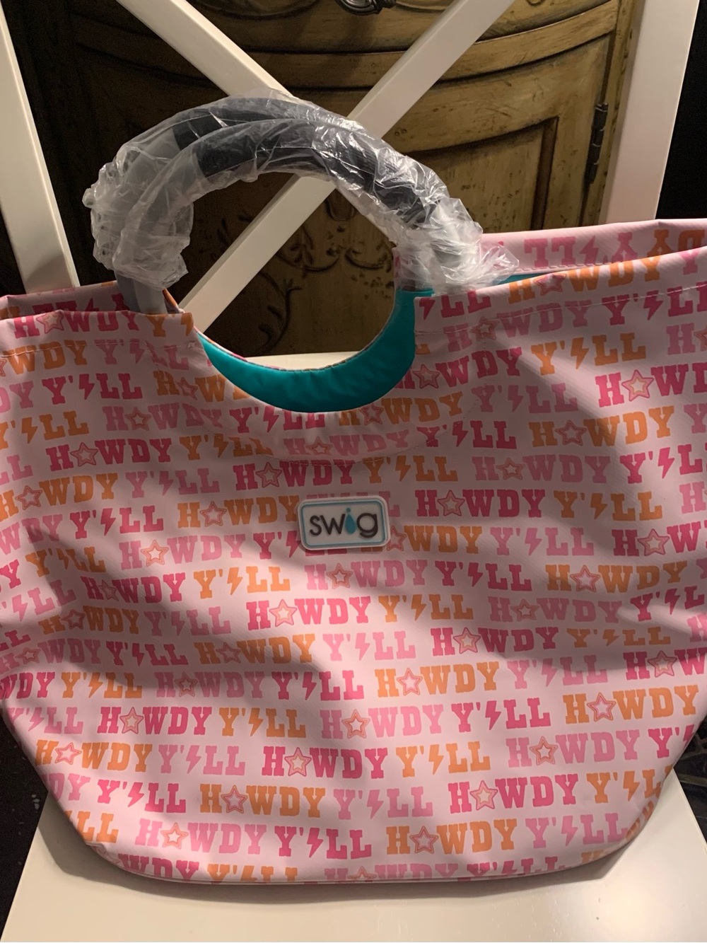 Pink & Orange 'Howdy Y'LL' Swig Tote Bag NWT
